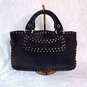 Vintage Celine Boogie Bag Black Suede Gold Stud Michael Kors Era Y2K